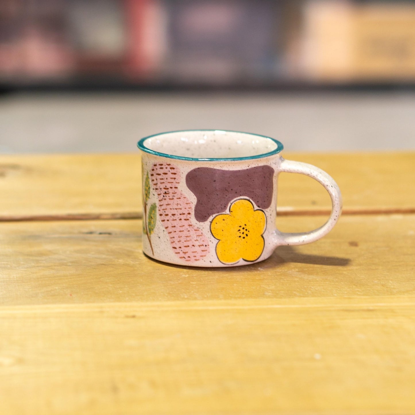Pottery Mug Abstract Floral Coffee Mug