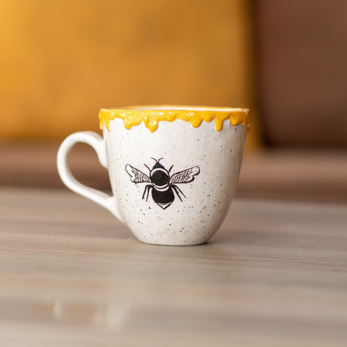Pottery Mug - Honey and Bee, Ceramic Coffee Mug, Beehive Mug, Handmade Coffee Mug