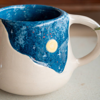 Pottery Mug Village and Sky - Ceramic Coffee Mug, Handmade Pottery Unique Gift