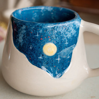 Pottery Mug Village and Sky - Ceramic Coffee Mug, Handmade Pottery Unique Gift