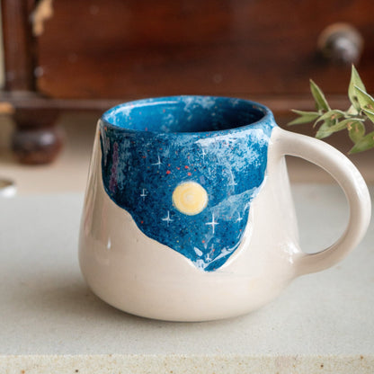Pottery Mug Village and Sky - Ceramic Coffee Mug, Handmade Pottery Unique Gift