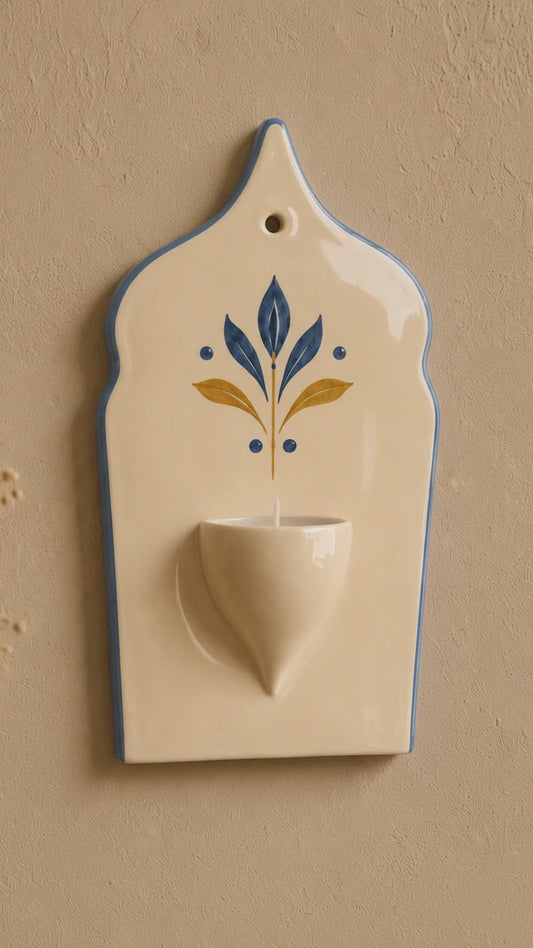 Ceramic Wall Candle Holder – Handmade Floral Sconce