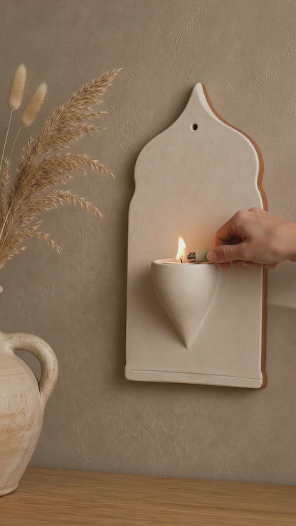 Ceramic Wall Candle Holder – Handmade Oriental Minimalist Wall Decor