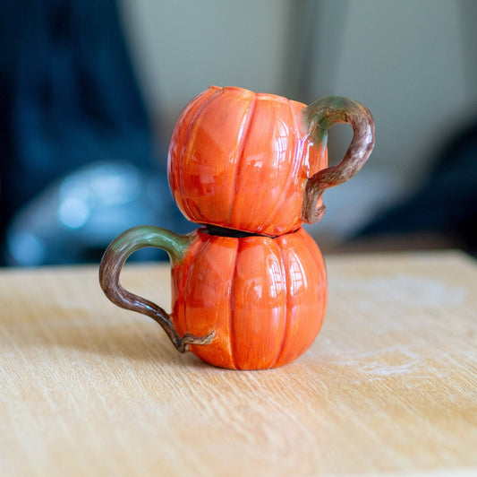 Pumpkin Mug, Halloween Decoration Pottery Pumpkin Cup, Fall Decor, Halloween Gifts, Handmade Ceramic Pumpkin