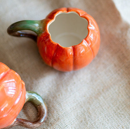 Pumpkin Mug, Halloween Decoration Pottery Pumpkin Cup, Fall Decor, Halloween Gifts, Handmade Ceramic Pumpkin