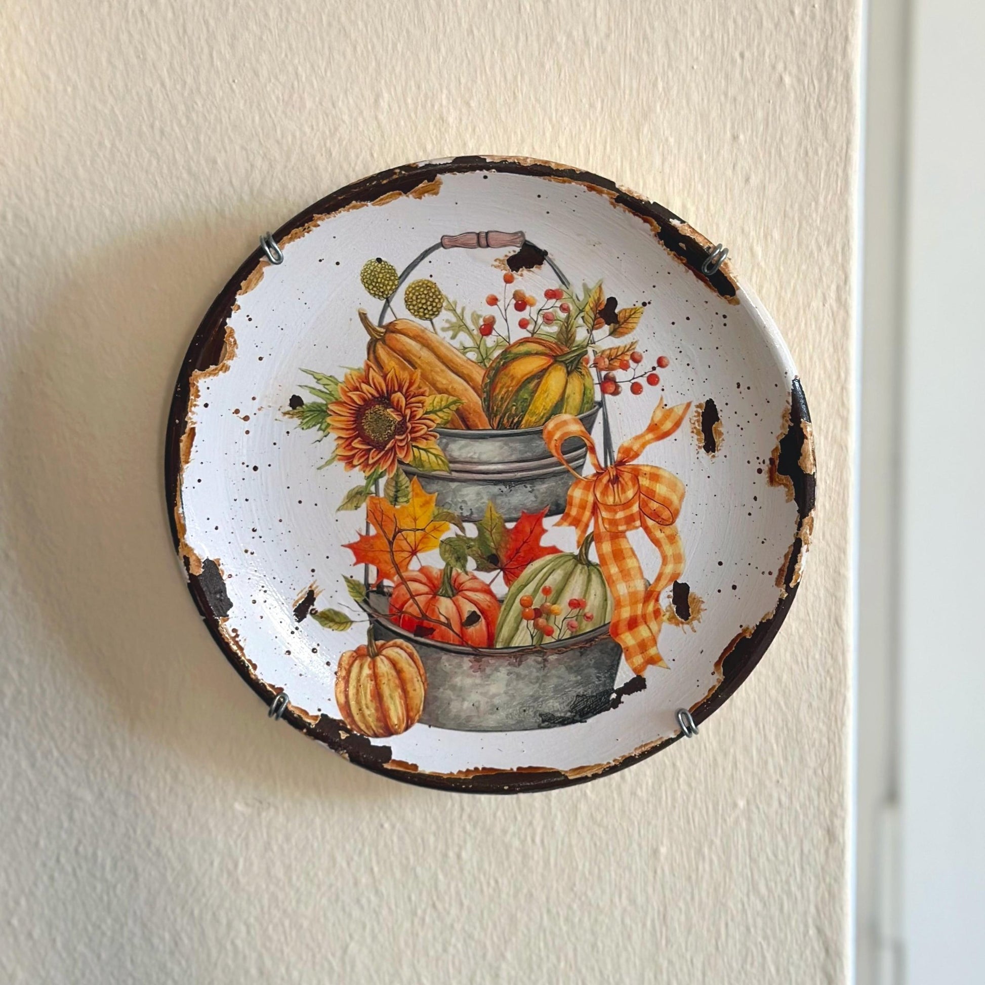 Pumpkin Wall Plate - Autumn Home Decor, Wall Art, Handmade Ceramic Decorative Plate, Fall Decor