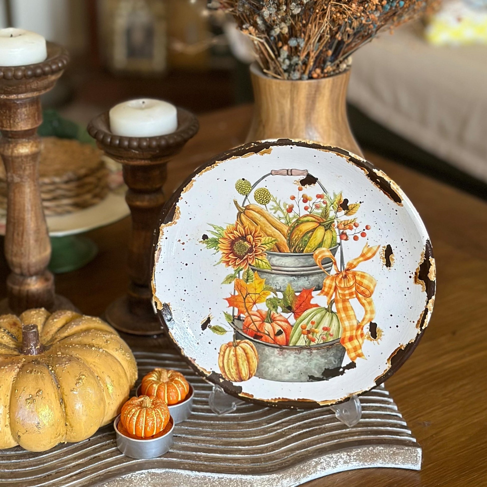 Pumpkin Wall Plate - Autumn Home Decor, Wall Art, Handmade Ceramic Decorative Plate, Fall Decor
