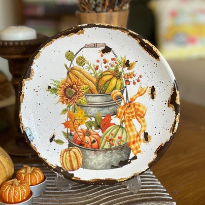 Pumpkin Wall Plate - Autumn Home Decor, Wall Art, Handmade Ceramic Decorative Plate, Fall Decor