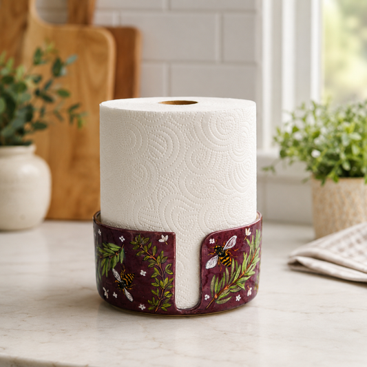 Hand Painted Bee Ceramic Paper Towel Holder