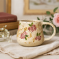 Rose Flower Pottery Mug - Ceramic Mug, Handmade Coffee Mug, Blossom Decorated Mug