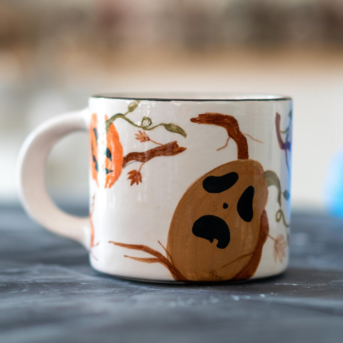Screaming Pumpkin Funny Mug, Handmade Ceramic Mug Cute Halloween Mug