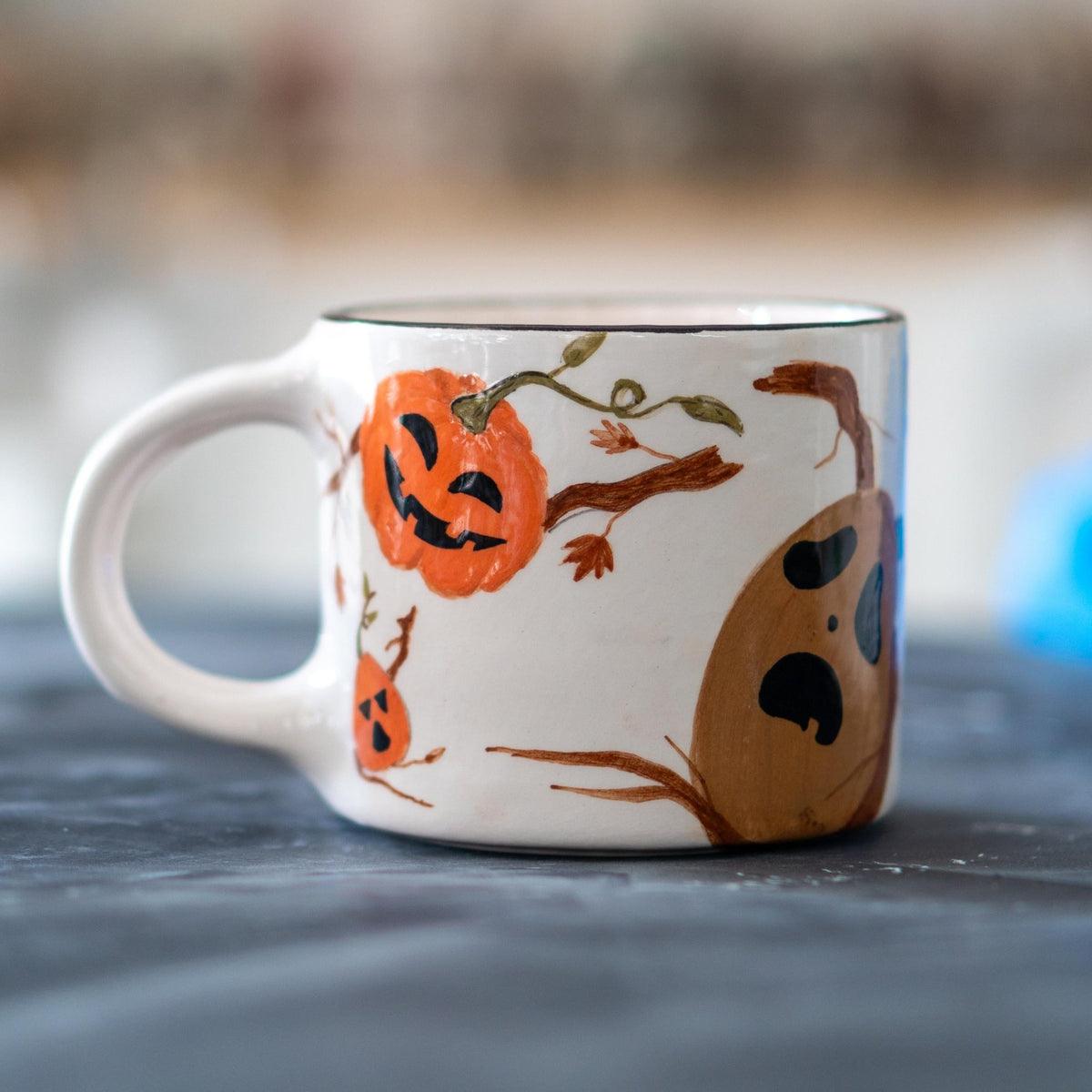 Screaming Pumpkin Funny Mug, Handmade Ceramic Mug Cute Halloween Mug