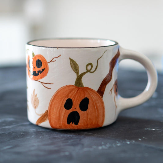 Screaming Pumpkin Funny Mug, Handmade Ceramic Mug Cute Halloween Mug