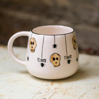 Skull Halloween Mug – Funny Hazard Warning, 13.5 oz