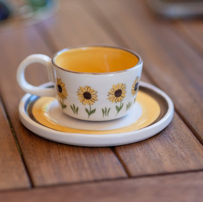 Sunflower Coffee Cup, Handmade Floral Mug, Summer Gifts