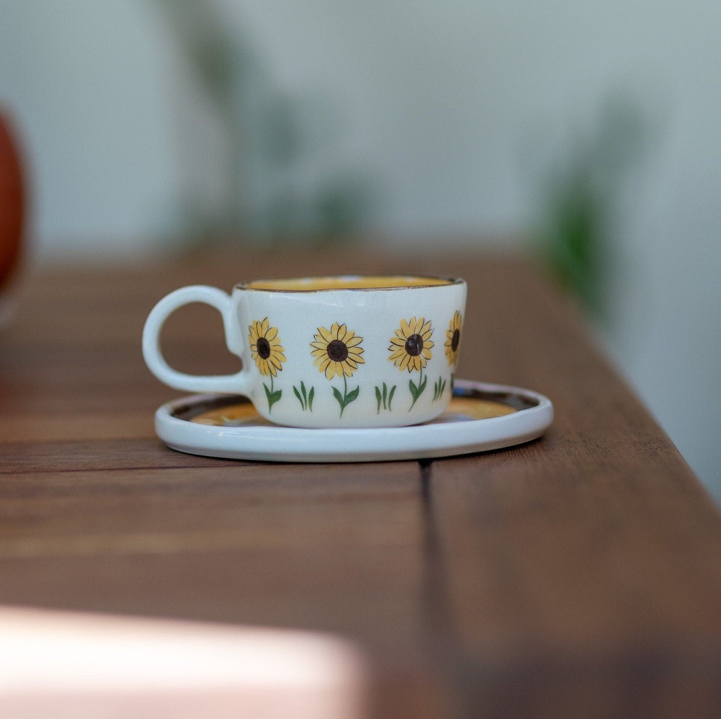 Sunflower Coffee Cup, Handmade Floral Mug, Summer Gifts