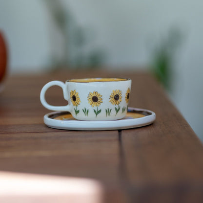 Sunflower Coffee Cup, Handmade Floral Mug, Summer Gifts