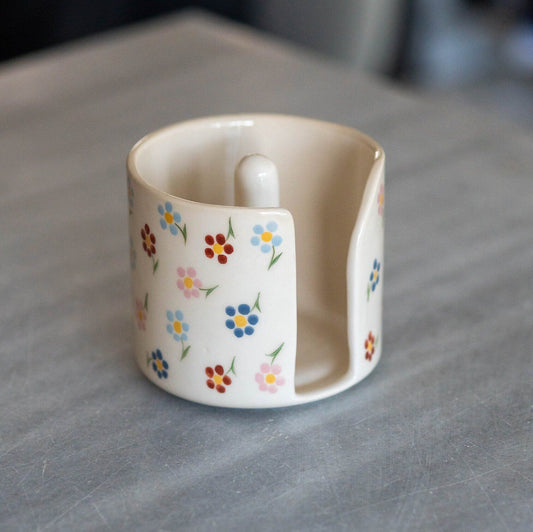 Toilet Paper Holder, Ceramic Toilet Roll Holder, Minimal Flowers Bathroom Decor