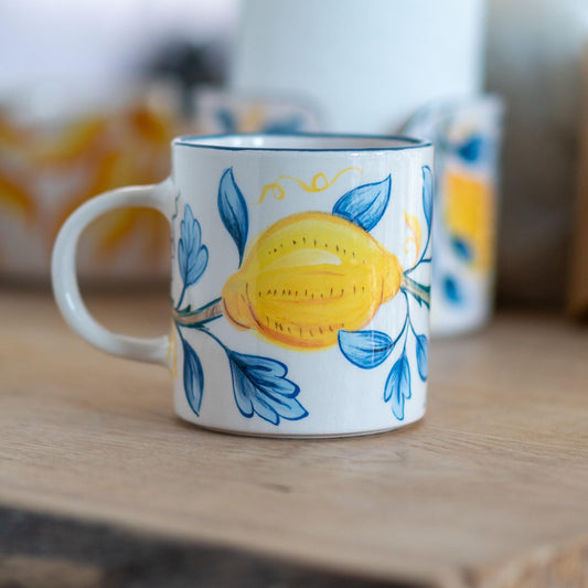 Vibrant Lemon Design Pottery Mug
