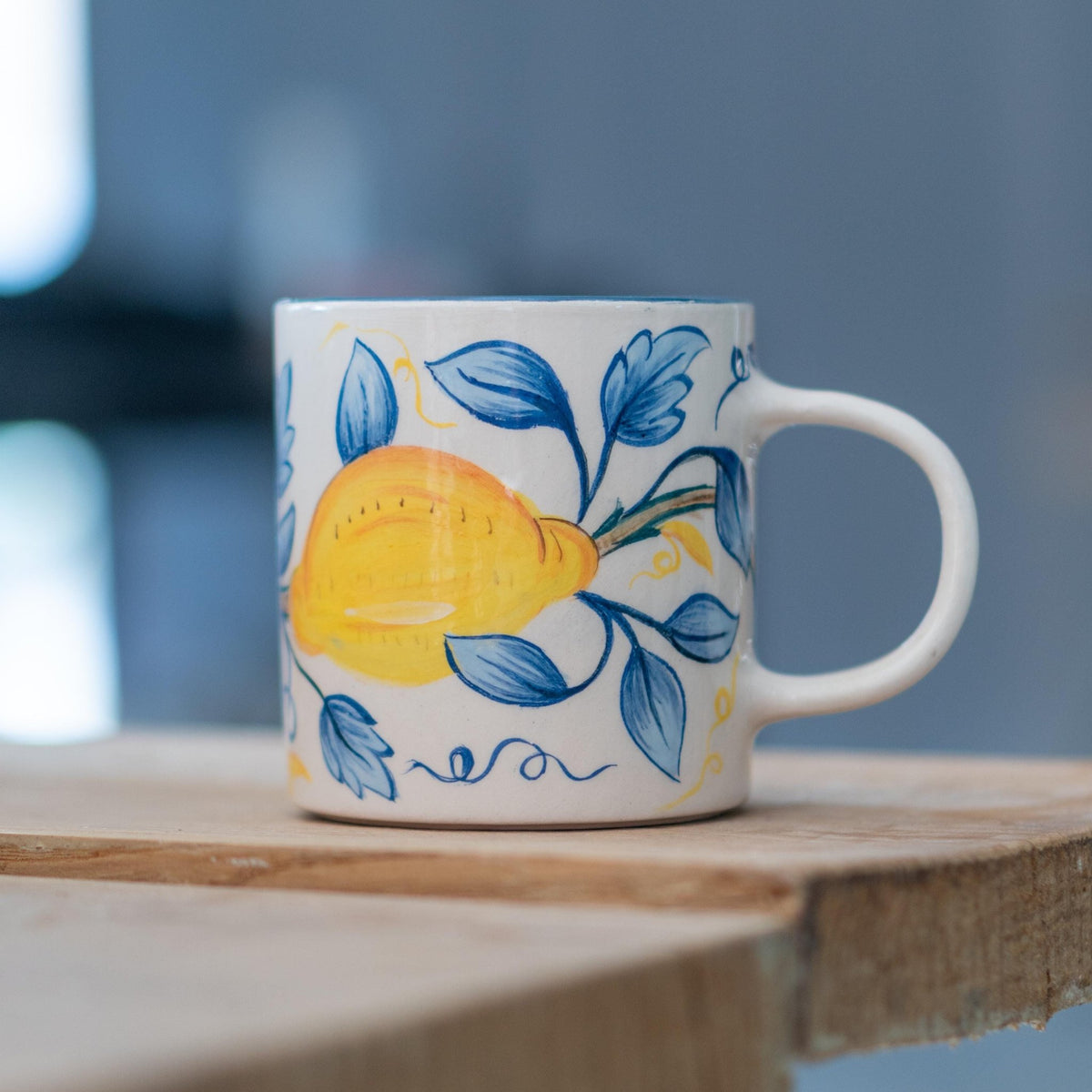 Vibrant Lemon Design Pottery Mug
