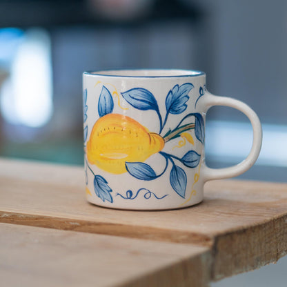 Vibrant Lemon Design Pottery Mug