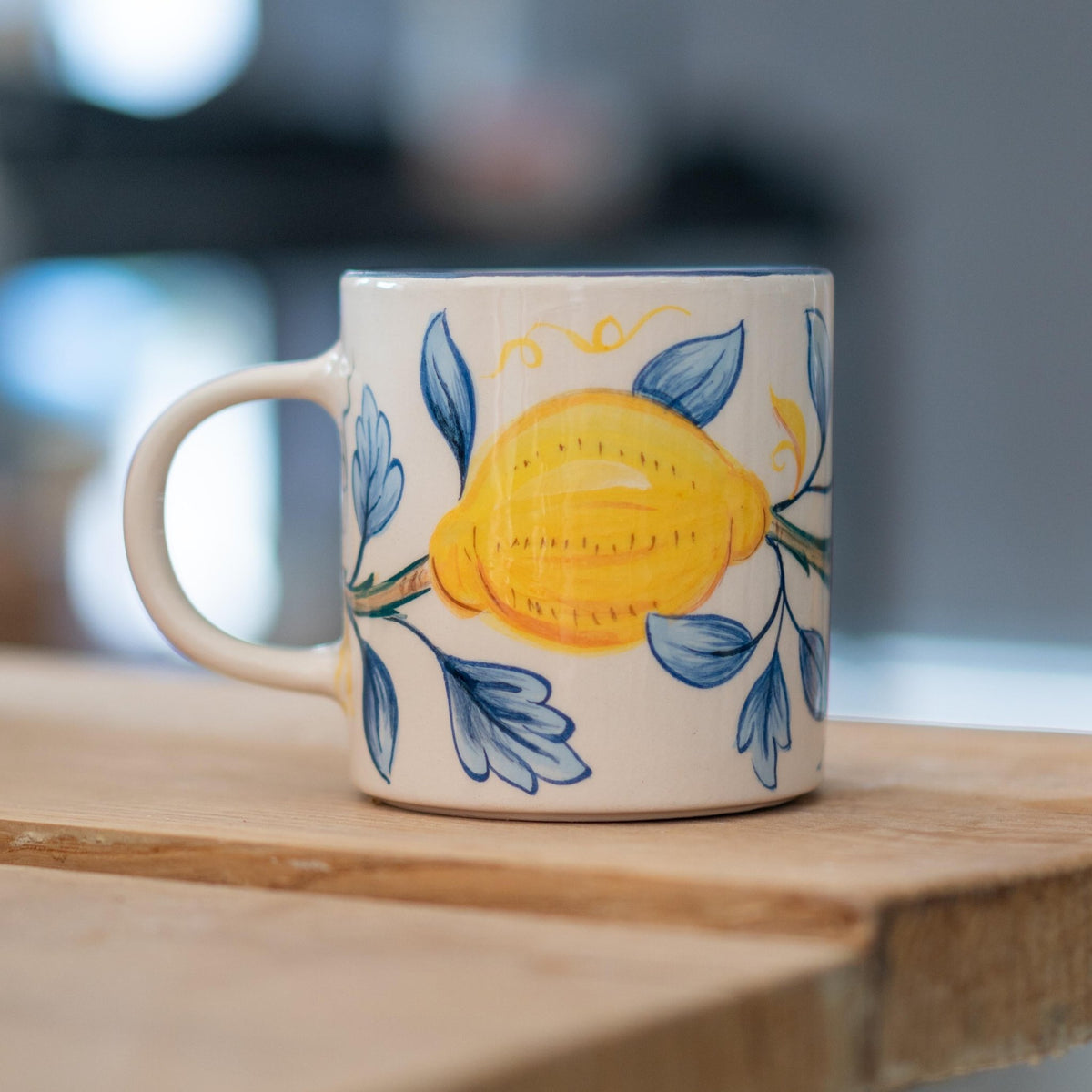 Vibrant Lemon Design Pottery Mug