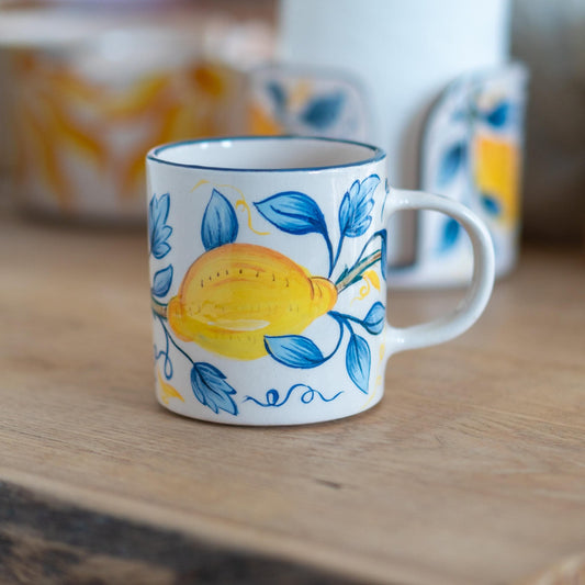 Vibrant Lemon Design Pottery Mug