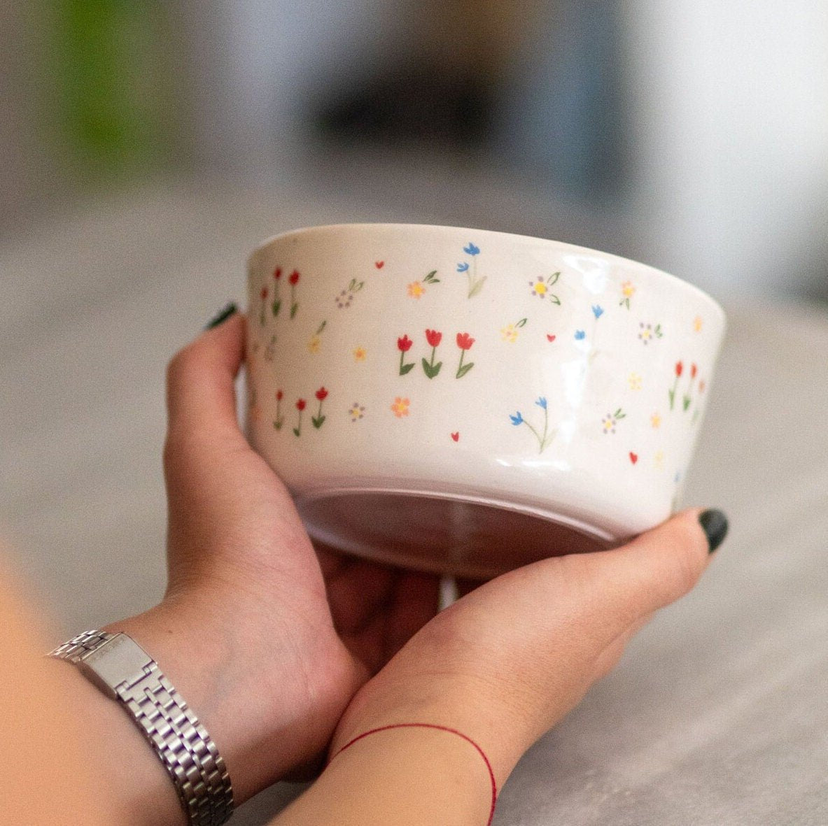 Vibrant Pasta Bowl - Fruit Plate - Handcrafted Floral Dinnerware for Colorful Dining Experience