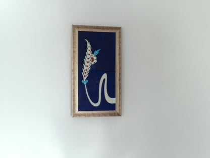 Wall Art Handmade Calligraphy and Flower, Stone Tile Home Decor, Wall Decor