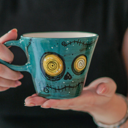 Zombie Skull Mug – Handmade Halloween Ceramic Cup, Horror Mug, Gothic Halloween Gift
