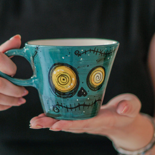 Zombie Skull Mug – Handmade Halloween Ceramic Cup, Horror Mug, Gothic Halloween Gift