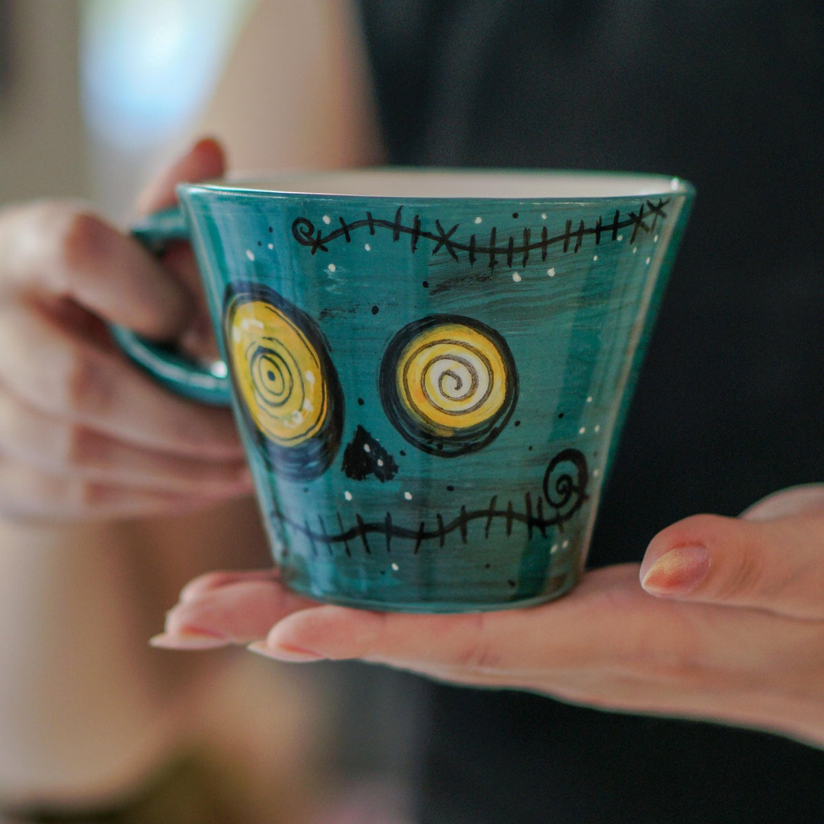 Zombie Skull Mug – Handmade Halloween Ceramic Cup, Horror Mug, Gothic Halloween Gift