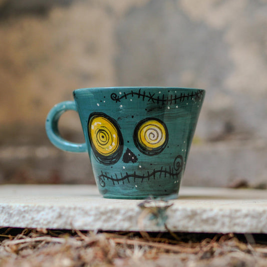 Zombie Skull Mug – Handmade Halloween Ceramic Cup, Horror Mug, Gothic Halloween Gift