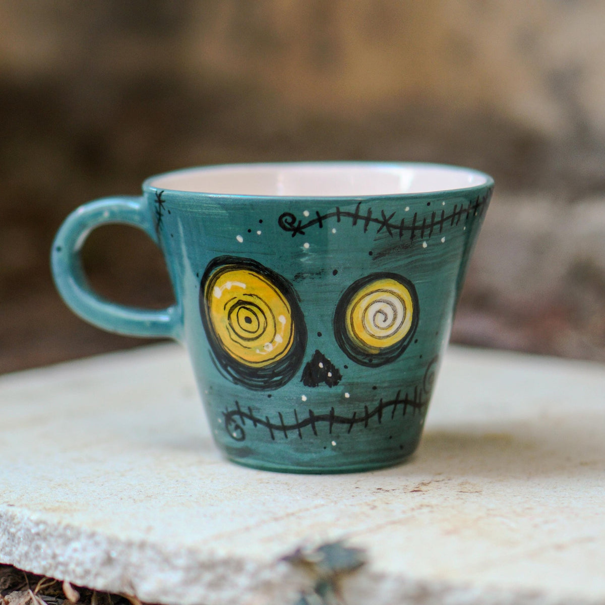Zombie Skull Mug – Handmade Halloween Ceramic Cup, Horror Mug, Gothic Halloween Gift
